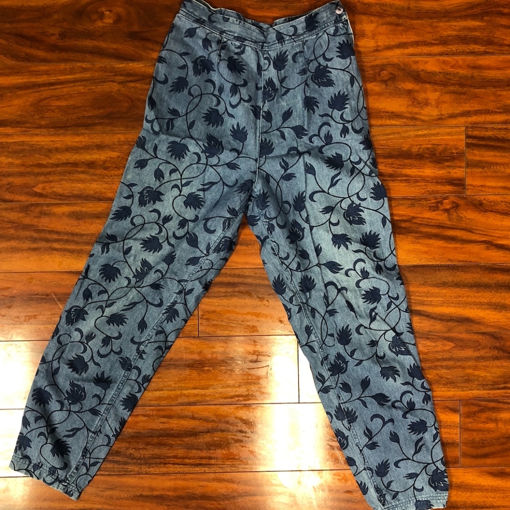 Vintage Floral High Waisted Denim Jeans